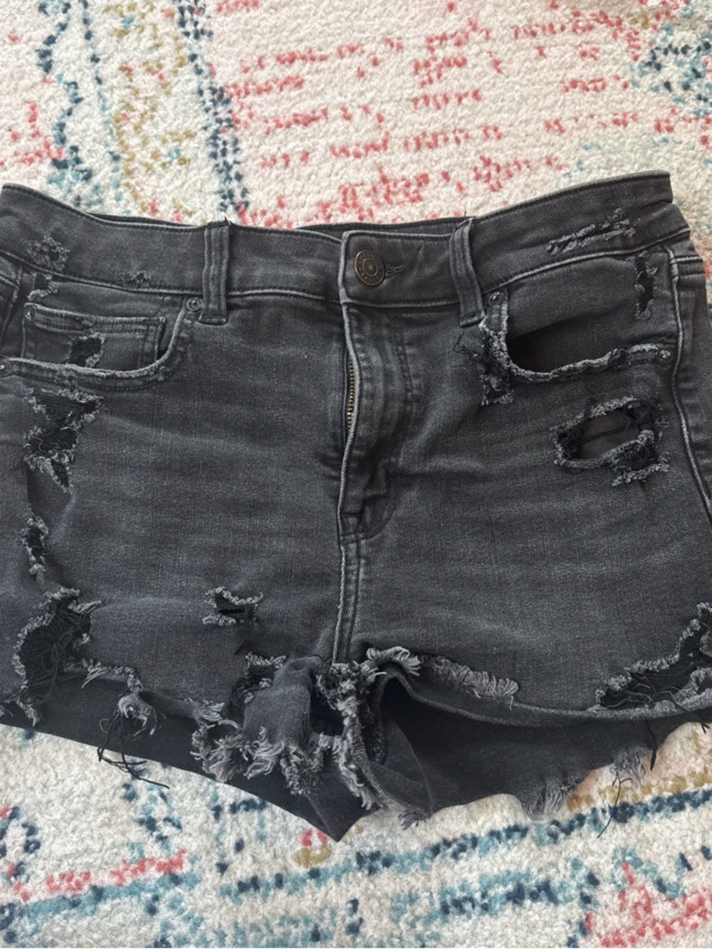 American Eagle Black Washed Denim Shorts